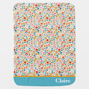 Bright Colorful Scandinavian Wildflowers Baby Blanket