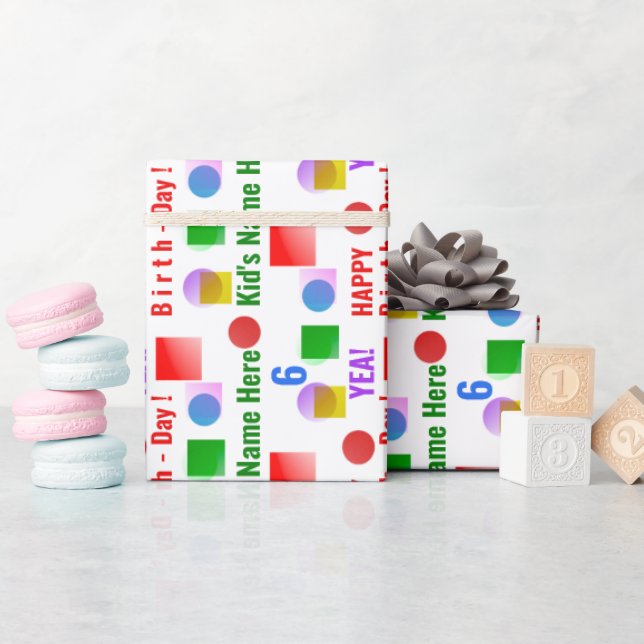 Bright Colorful Shapes Personalized Kids Birthday Wrapping Paper (Baby Shower)