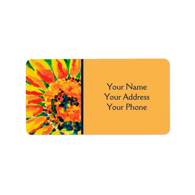 Bright Colorful Single Sunflower Acrylic Painting Label (Front)