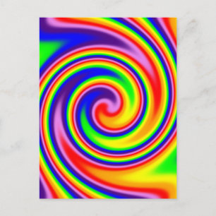 Bright Colorful Spiral Rainbow Swirl Postcard