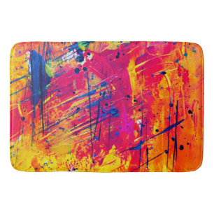 Bright Colorful Splatter Paint Abstract Bath Mat
