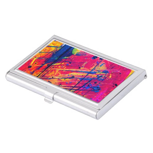 Bright Colorful Splatter Paint Abstract Business Card Case