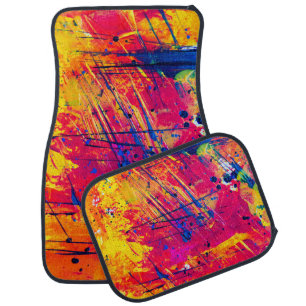 Bright Colorful Splatter Paint Abstract Car Floor Mat