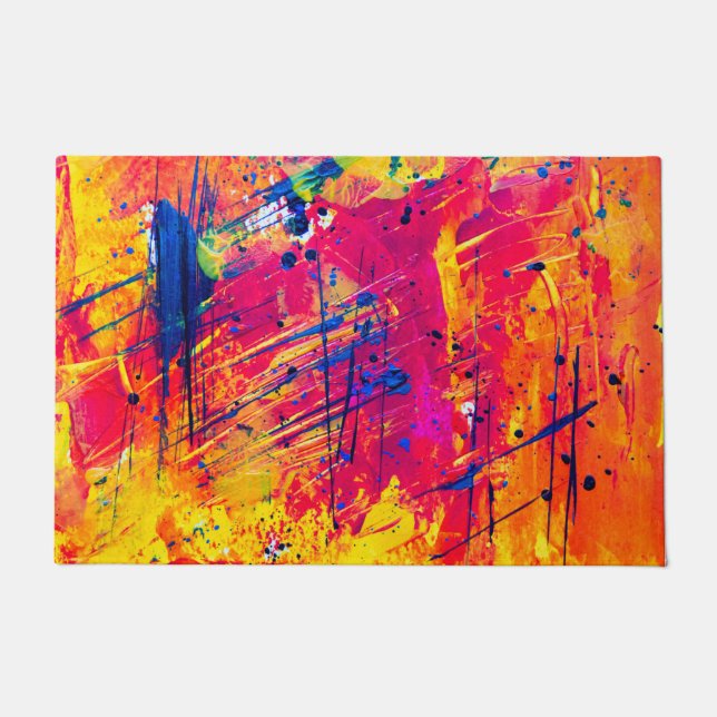 Bright Colorful Splatter Paint Abstract Doormat (Front)