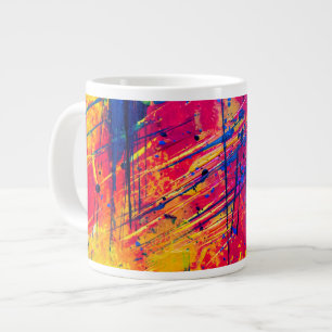 Bright Colorful Splatter Paint Abstract Giant Coffee Mug