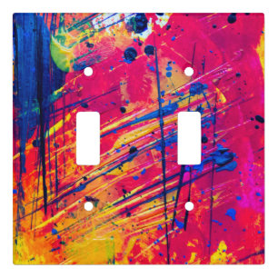 Bright Colorful Splatter Paint Abstract Light Switch Cover