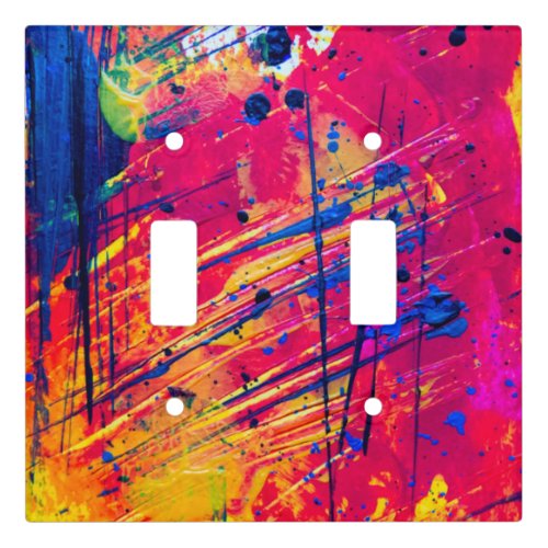 Bright Colorful Splatter Paint Abstract Light Switch Cover