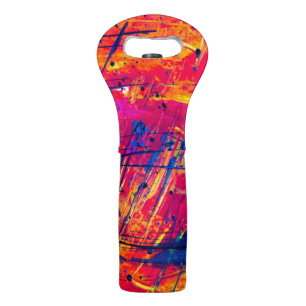 Bright Colorful Splatter Paint Abstract Wine Bag