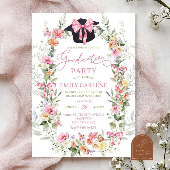 Bright Colorful Spring Floral Girl Graduation  Invitation (Creator Uploaded)