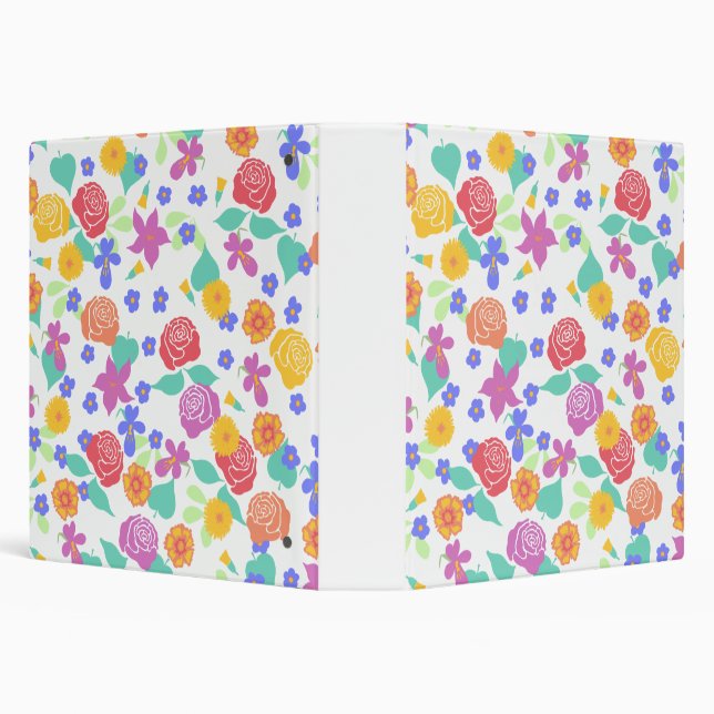 Bright Colorful Spring Floral Pattern 3 Ring Binder (Background)