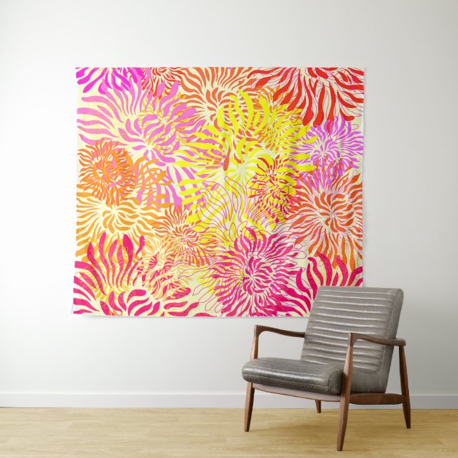 Bright Colorful Spring Flower Tapestry (In Situ (Horizontal))