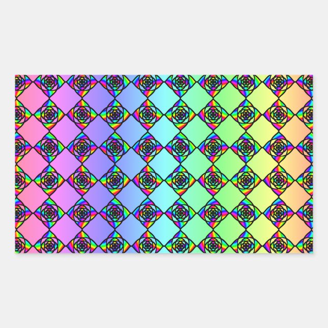 Bright Colorful Stained Glass Style Pattern. Rectangular Sticker (Front)