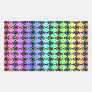 Bright Colorful Stained Glass Style Pattern. Rectangular Sticker