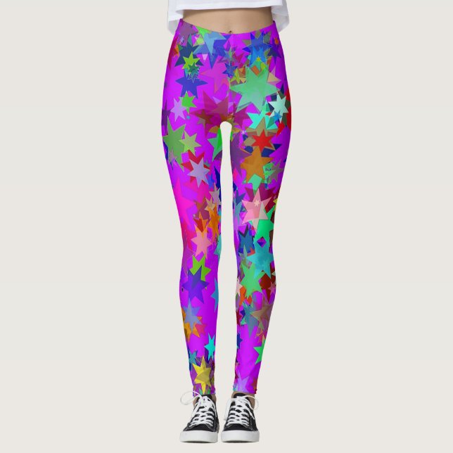 Bright Colorful Star Patterned Leggings (Front)