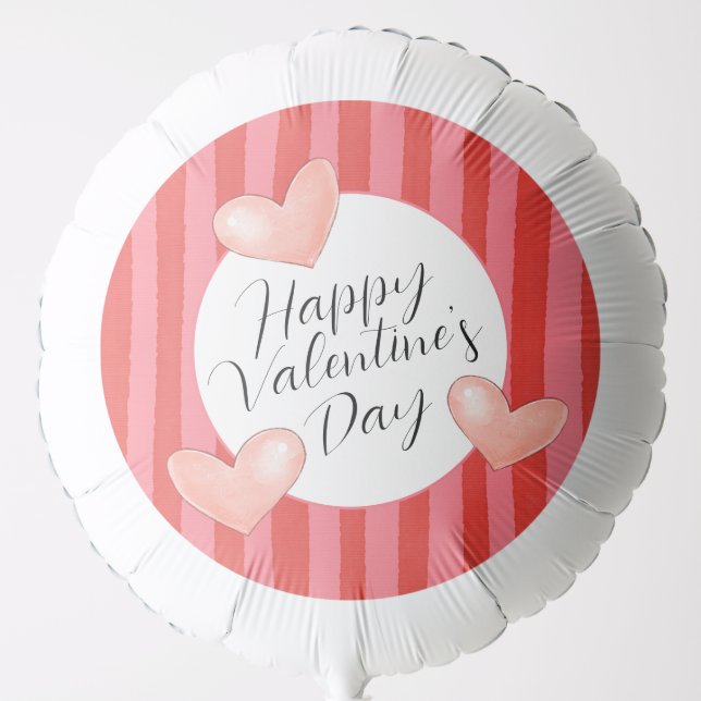 Bright Colorful Stripes and Hearts Valentine's Day Balloon (Front)