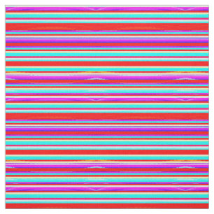 Bright Colorful Stripes in Red Turquoise Hot Pink Fabric