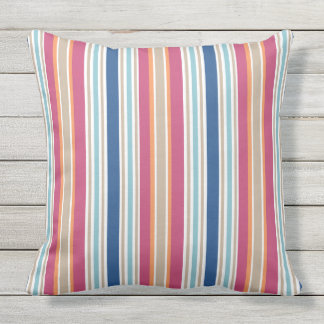 Bright Colorful Stripes Outdoor Pillow
