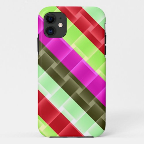 Bright Colorful Stripes Pattern Lime Red Pink iPhone 11 Case