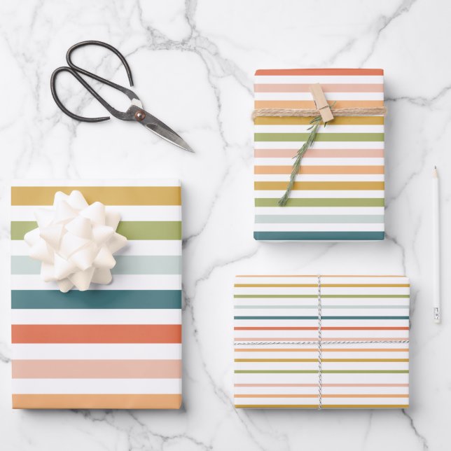 Bright Colorful Stripes Wrapping Paper (Front)