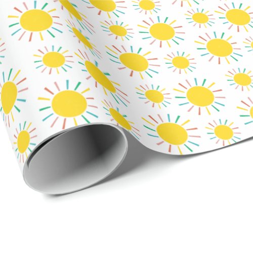 Bright Colorful Sun Kids Birthday Wrapping Paper