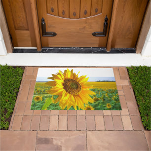 Bright Colorful Sunflower Door Mat
