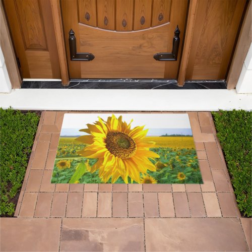 Bright Colorful Sunflower Door Mat