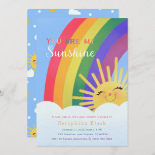 Bright Colorful Sunshine Rainbow Baby Shower Invitation