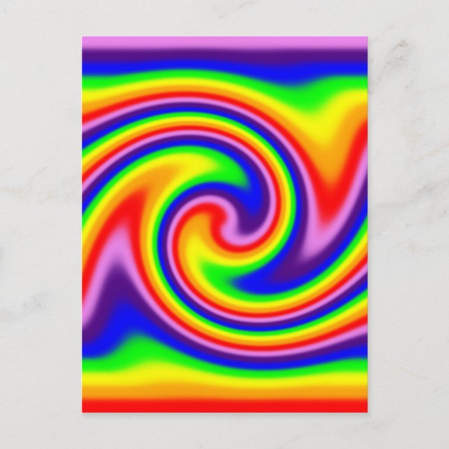 Bright Colorful Swirl Rainbow Pride Swirl Postcard (Front)