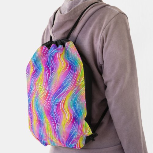 Bright Colorful Swirly Pattern Drawstring Bag