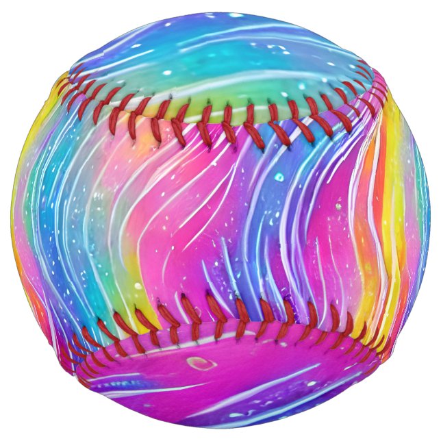 Bright Colorful Swirly Pattern Softball (Front)