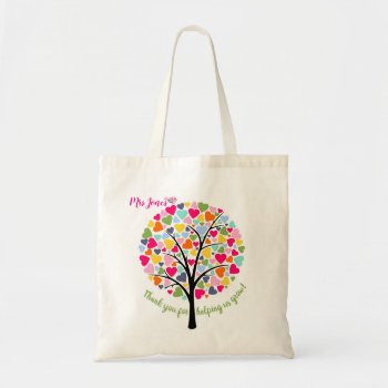 Bright Colorful Teacher Heart Tree Thank You Tote Bag by GenerationIns at Zazzle