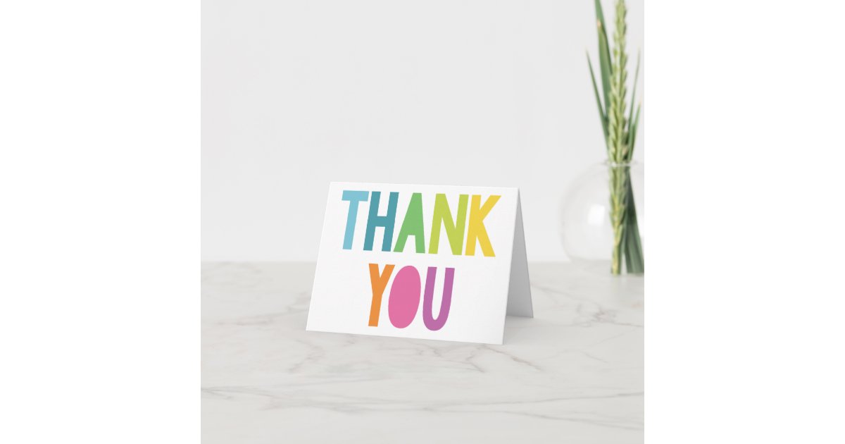 Bright Colorful Thank You Greeting Card | Zazzle