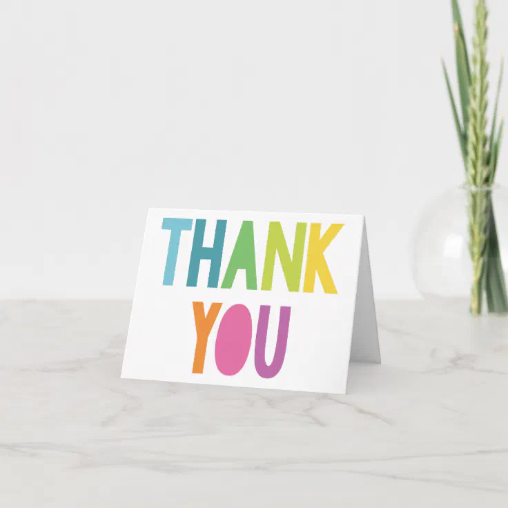 Bright Colorful Thank You Greeting Card | Zazzle
