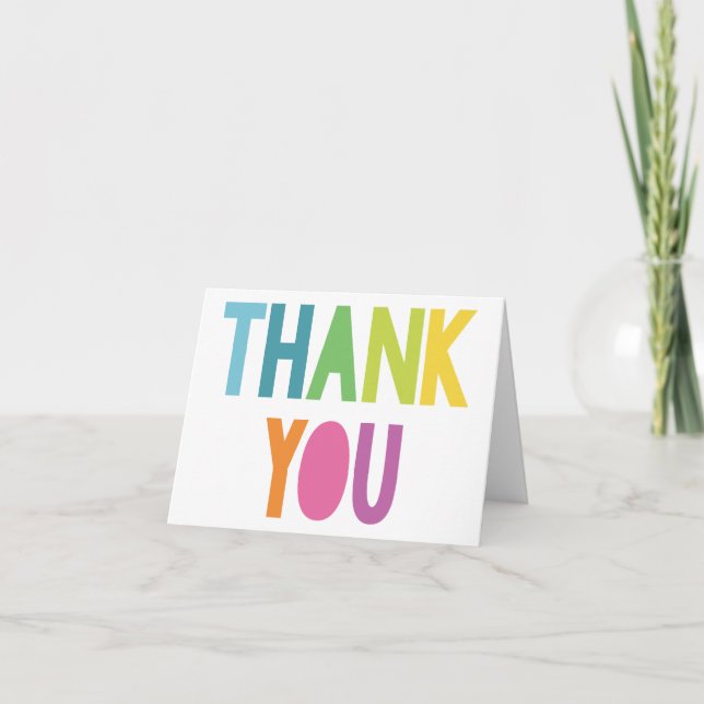Bright Colorful Thank You Greeting Card (Front)