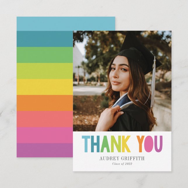 Bright Colorful Thank You Photo Card (Front/Back)