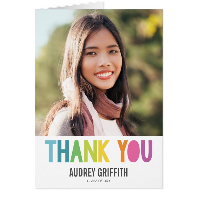 Bright Colorful Thank You Photo Greeting Card