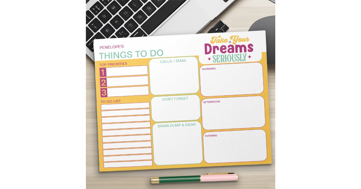 Bright Colorful Things To Do List Daily Planner Notepad | Zazzle