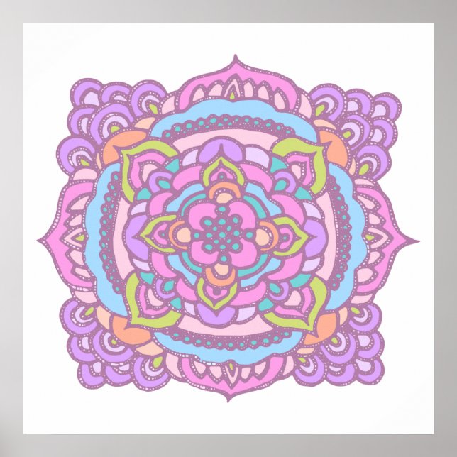 Bright Colorful Tracery Ornament Poster (Front)