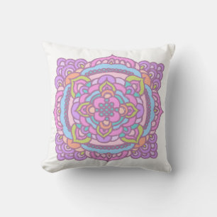Bright Colorful Tracery Ornament Throw Pillow