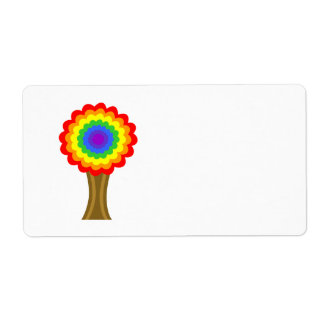 Bright Colorful Tree in Rainbow Colors. Label
