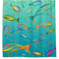 Bright Colorful Tropical Fish Shower Curtain