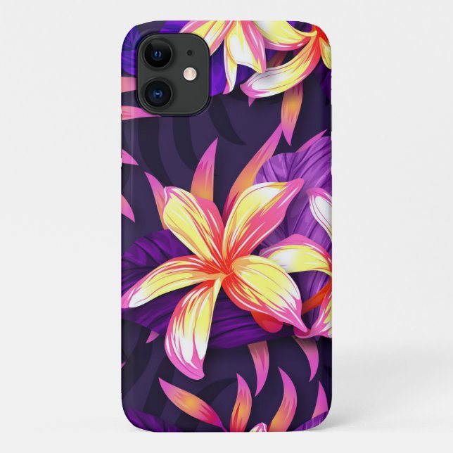 Bright Colorful Tropical Flowers Case-Mate iPhone Case (Back)