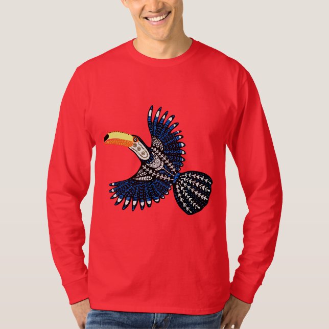 Bright Colorful Tropical Jungle Toucan Bird T-Shirt (Front)