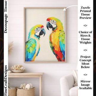 Bright Colorful Tropical Macaw Parrot, Pair FW8R Tissue Paper