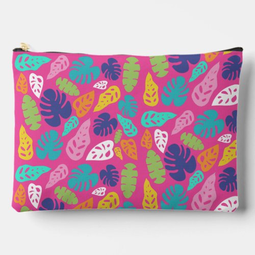 Bright Colorful Tropical Summer Leaves Pattern Accessory Pouch