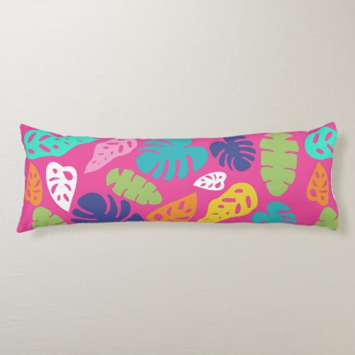 Bright Colorful Tropical Summer Leaves Pattern Body Pillow