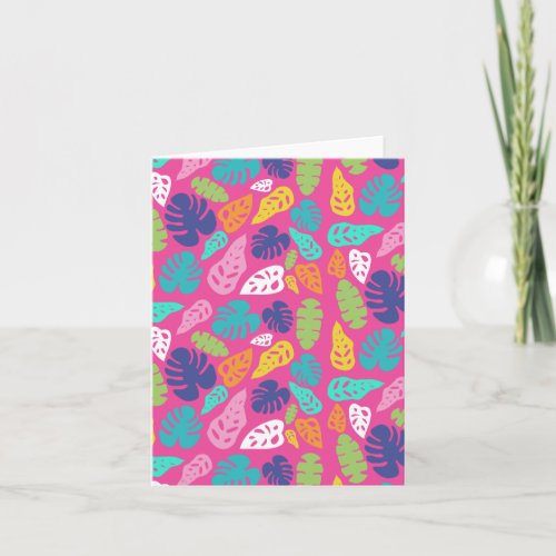 Bright Colorful Tropical Summer Leaves Pattern Card
