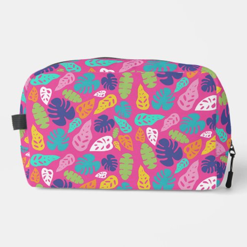 Bright Colorful Tropical Summer Leaves Pattern Dopp Kit