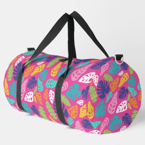 Bright Colorful Tropical Summer Leaves Pattern Duffle Bag