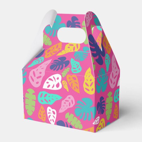 Bright Colorful Tropical Summer Leaves Pattern Favor Boxes